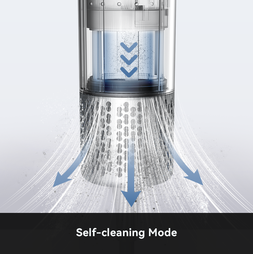 SYLPH 2 hair dryer self-cleaning mode graphic showing airflow through the filter
