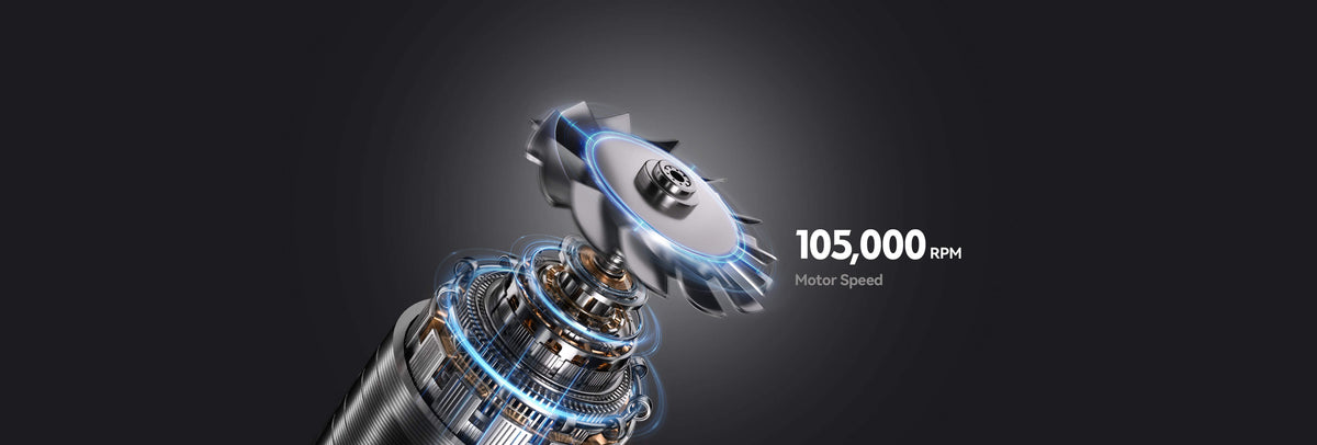 SYLPH 2 LOVELY hair dryer motor close-up graphic showing 105,000 rpm