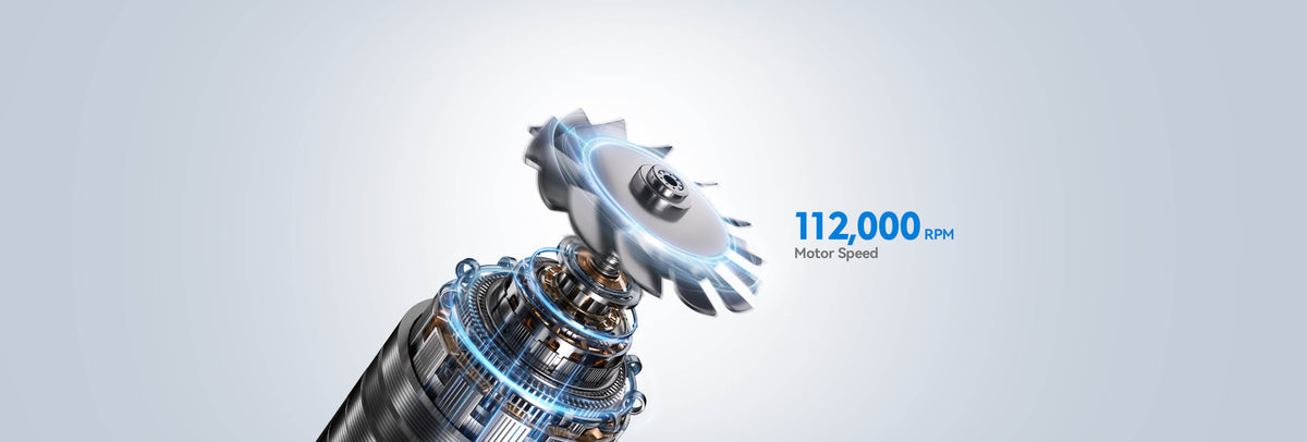 SYLPH 2 high-speed hair dryer motor illustration showing 112,000 rpm Motor Speed