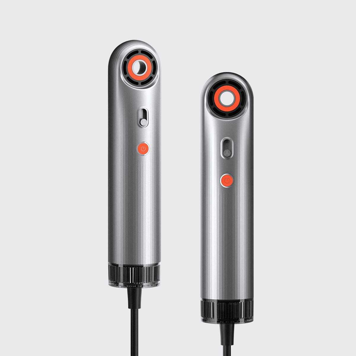 SYLPH 2 portable high-speed hair dryer in Flash Orange, front and side view