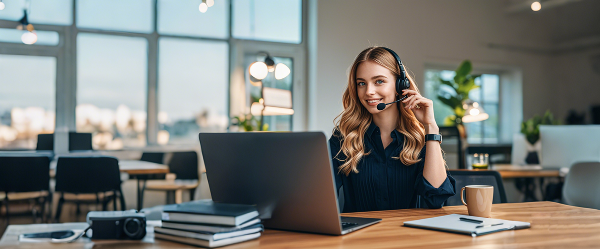 SYLPH brand lifestyle: woman working on a laptop at a bright desk