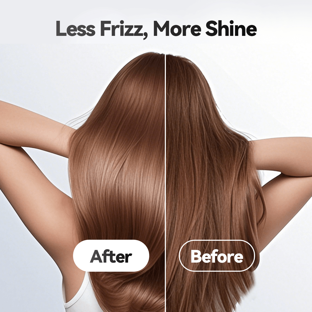 Before and after using SYLPH LOVELY kids hair dryer: less frizz and more shine