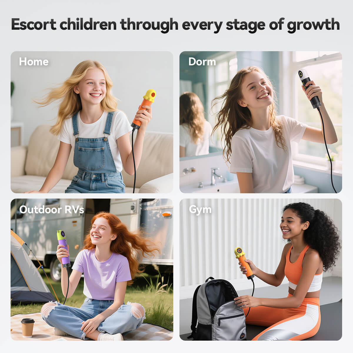 SYLPH LOVELY kids hair dryer at home, in dorms, outdoors and at the gym