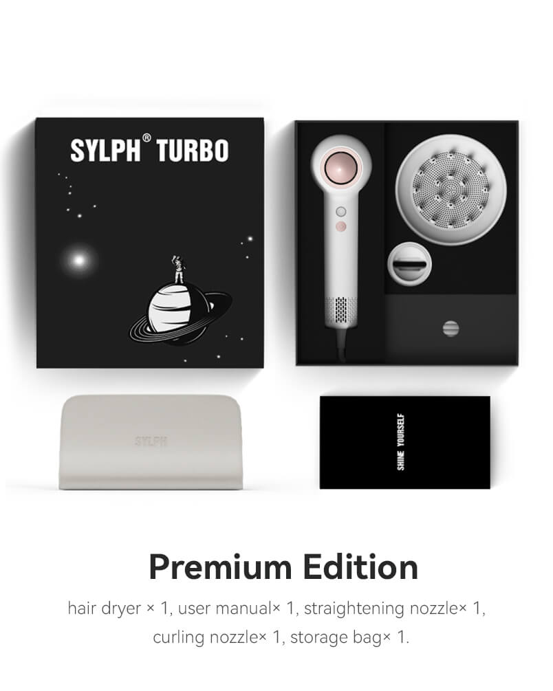 SYLPH TURBO Premium Edition Ballet hair dryer with nozzles and storage bag